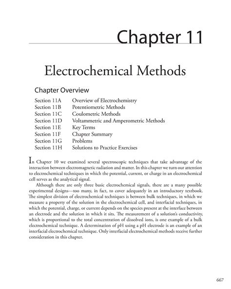 Chapter 11 - Chapter 11 Electrochemical Methods Chapter Overview