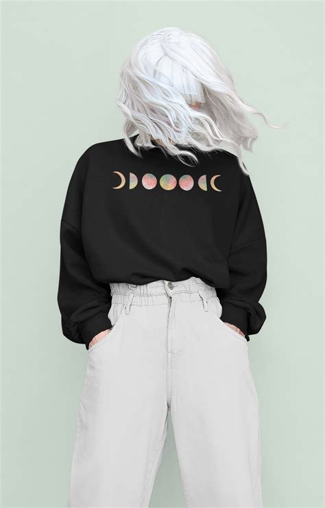 Moon Phases Sweatshirt Indie Clothing Aesthetic Sweatshirt Moon Phase