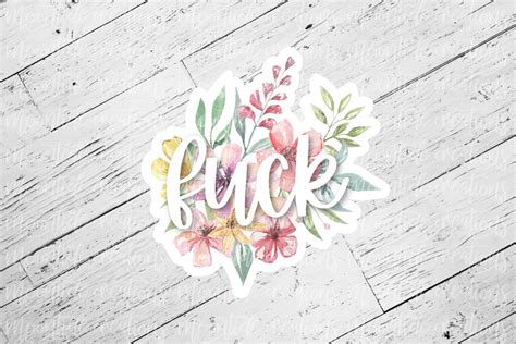 Floral Swear Sticker Floral Flowers Fuck F Word Laptop Etsy
