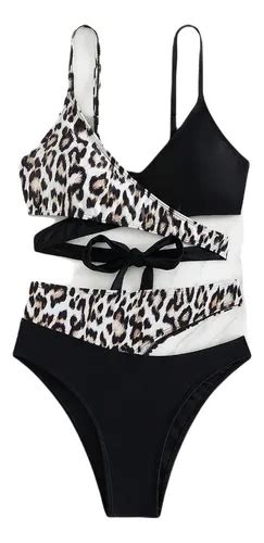 Bañador Bikini Cruzado Con Estampado Leopardo Traje De Baño Cuotas sin interés