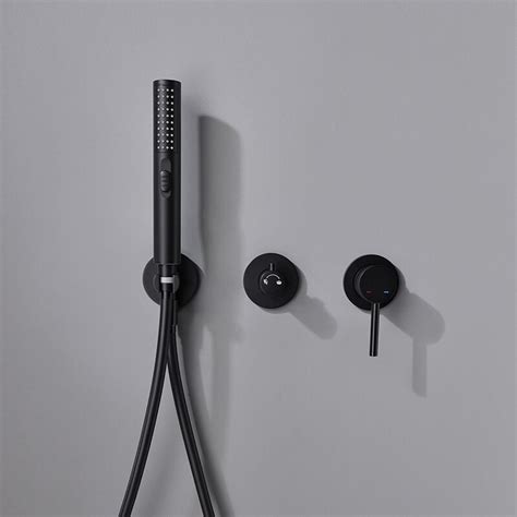 Matte Black Rain Shower Set System Bathroom Wall Mounted Hot And Cold Bath Shower Faucet With