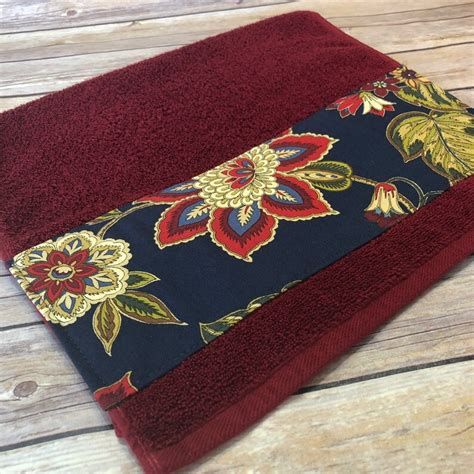 5 Fabrics Red Bath Towels decorated bathroom towels in red 6 | Etsy