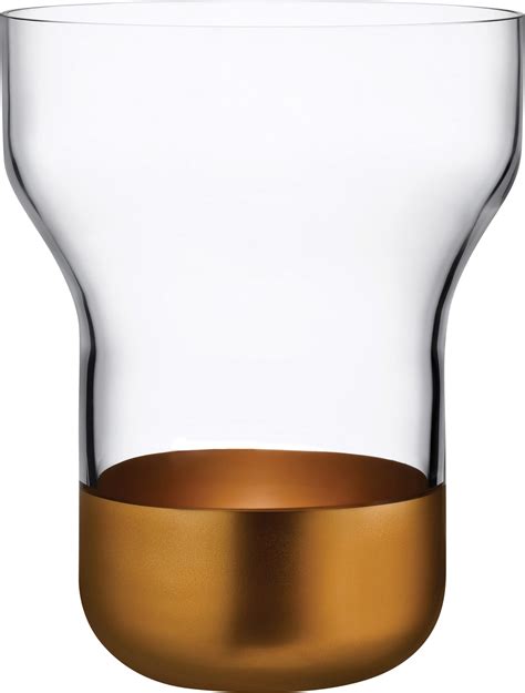 Wazon Contour 25 cm transparentny z miedzianą podstawą Nude FF