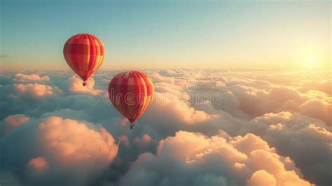 Aerial View Of Hot Air Balloons Soaring In Clear Sky Ultrarealistic Photography Of Vast Open Sky