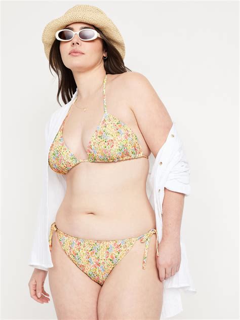 Textured Triangle String Bikini Swim Top Old Navy