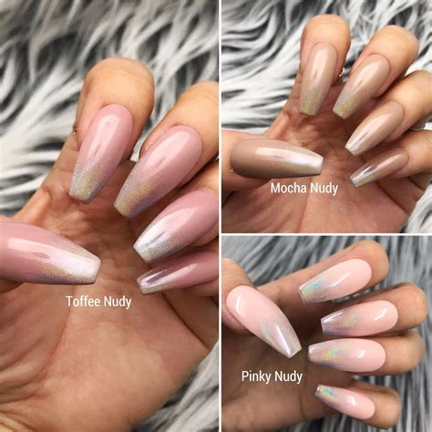 Pinky Nudy Iridescent Pastel Nude Hologram Ombre Press On Etsy