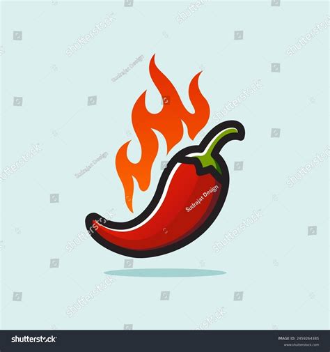 Simple Spicy Chili Pepper On Fire Stock Vector (Royalty Free