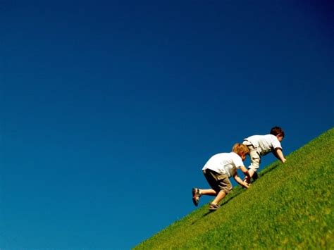 hill grass children climbing hd wallpapers desktop  mobile