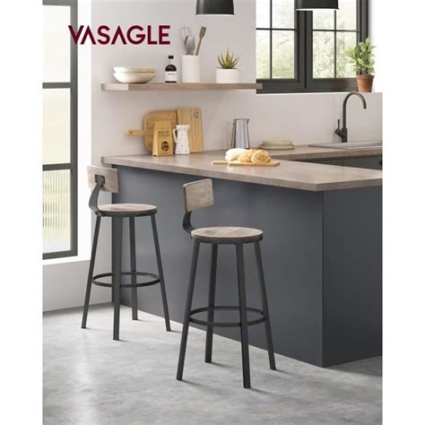 VASAGLE Tabouret Bar Industriel Lot De 4 Chaise Bar Cuisine Avec