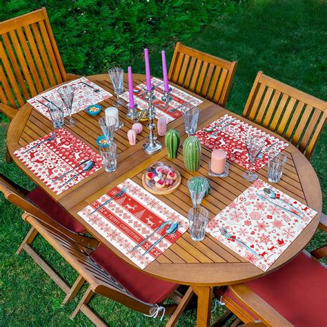 Set Of 6 Christmas Themed Placemats Merry Christmas Placemat With Deer