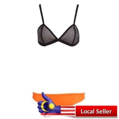 WIRE FREE PUSH UP TRIANGLE LOW WAIST TWO PIECE SBR CR BIKINI SET ORANGE Shopee Malaysia