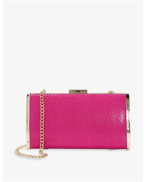 Dune Synthetic Blaike Hard-case Snake-effect Clutch Bag in Pink | Lyst