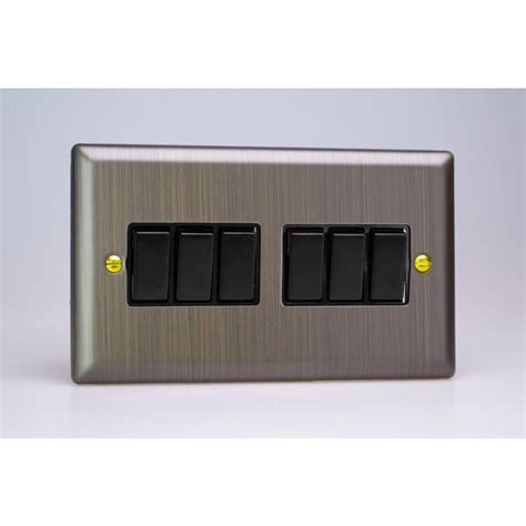 Varilight Urban Gang A Or Way Rocker Switch Twin Plate Black