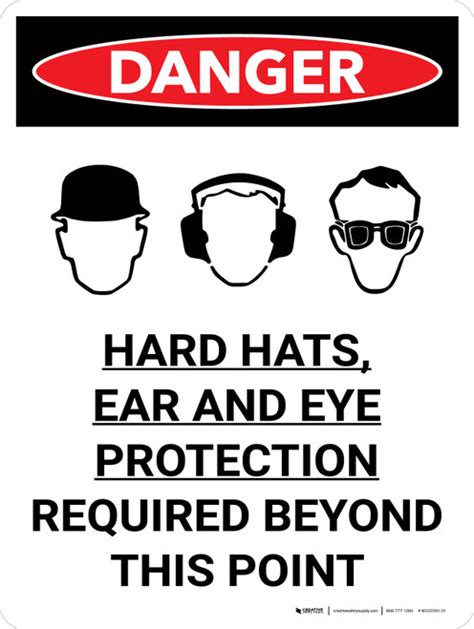 Danger Hard Hats Ear And Eye Protection Required Beyond Point Portrait