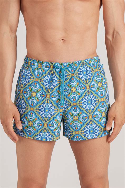 Large Majolica Print Short Swim Trunks Intimissimi