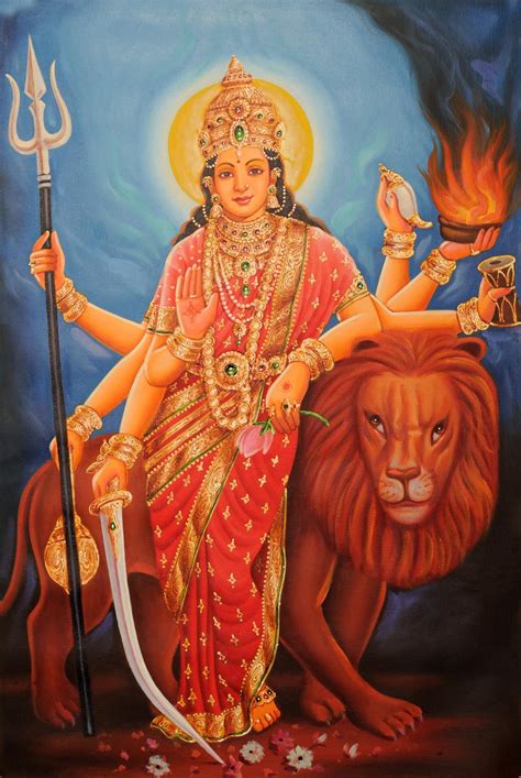 Goddess Durga Oil Painting On Canvas Exotic India Art