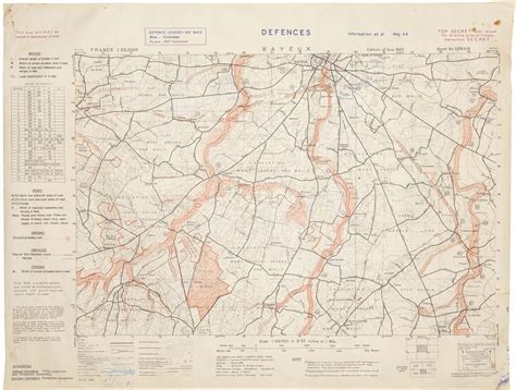 top secret map  bayeux prepared   day   archive   frogman rare antique maps