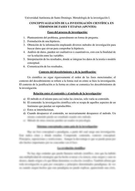 Solution Conceptualizaci N De La Investigaci N Cient Fica Fases Y