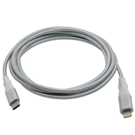 Mobilespec 6 Ft 18 Watt Lightning To Usb C Charge And Sync Cable White Mbs06901 The Home Depot