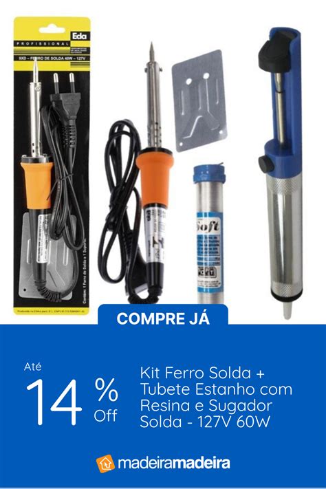 Kit Ferro Solda Tubete Estanho Resina E Sugador Solda V W