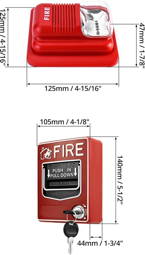 Qwork Wired Emergency Fire Alarm Station V Dc Wired Sound And