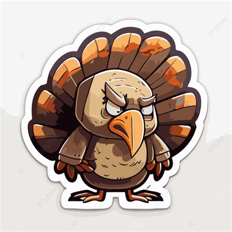 Cute Turkey Sticker With An Angry Face Clipart Vector Turkey Clipart