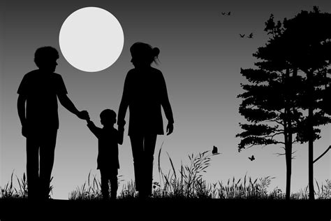 cute family silhouette landscape illustration 41049226 Vector Art at ...