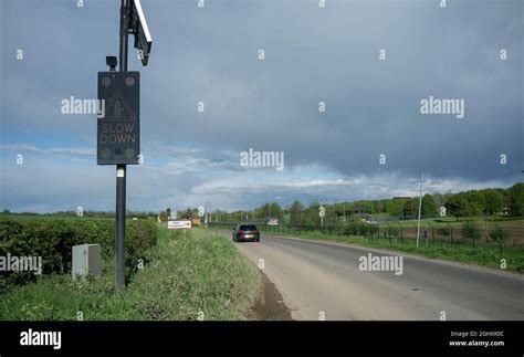 Slow Down A Solar Powered Led Warning Sign On The B4031 Outside Raf