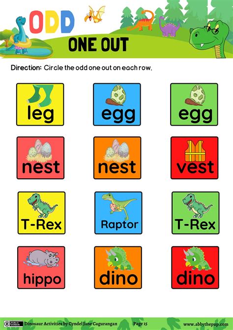 Dinosaur Odd One Out Worksheet Free Printable Puzzle Games