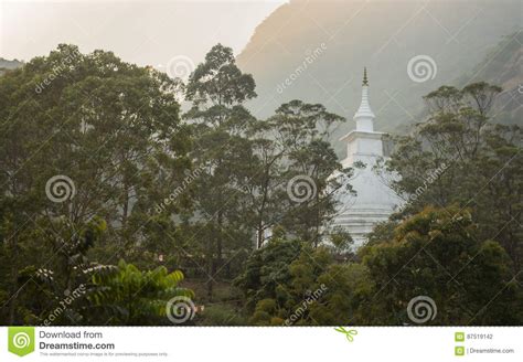 The View On Top Of The Mountain Adam S Peak On Sunset Buddha Temple