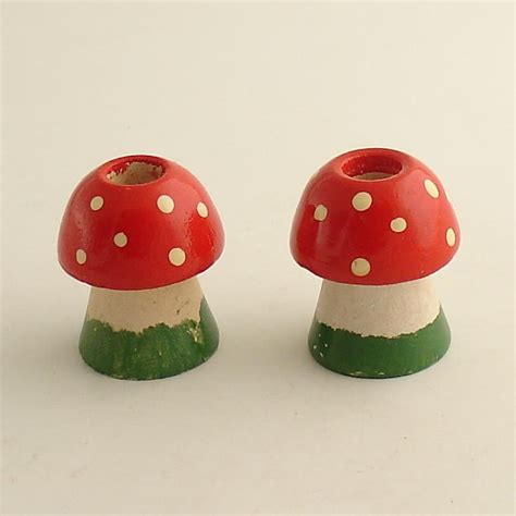 Pair Vintage Mushroom Candle Holders Candlesticks Christmas