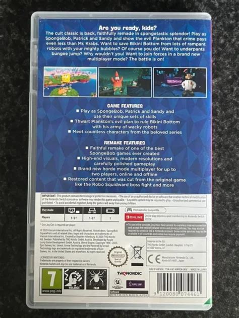 Spongebob Square Pants Battle For Bikini Bottom Rehydrated Nintendo Switch Game Eur
