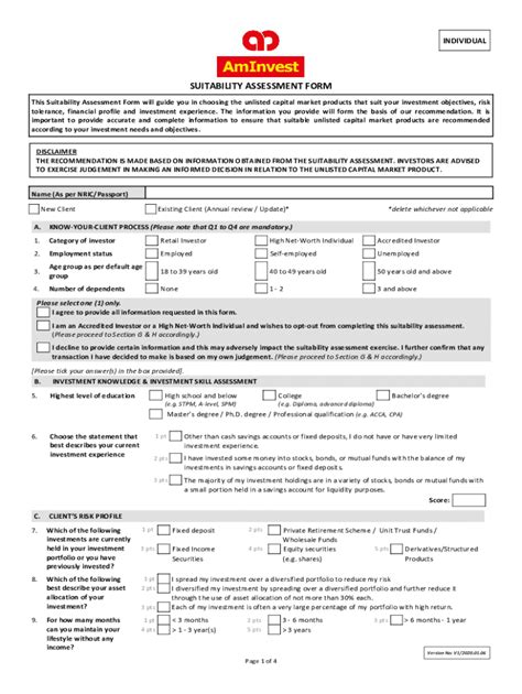 Fillable Online This Investor Suitability Assessment Form Will Guide You Fax Email Print