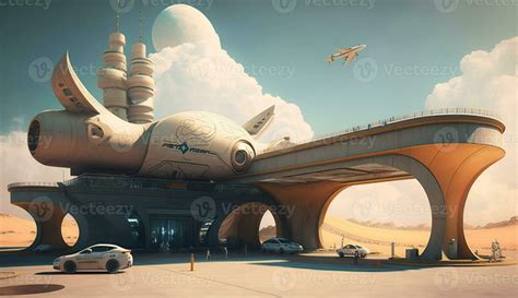 Future space port, futuristic abstract technology concept. . 23461921