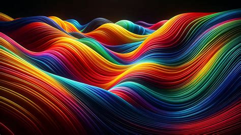 dynamic, abstraction waves of color spectrum vivid red, orange, yellow ...