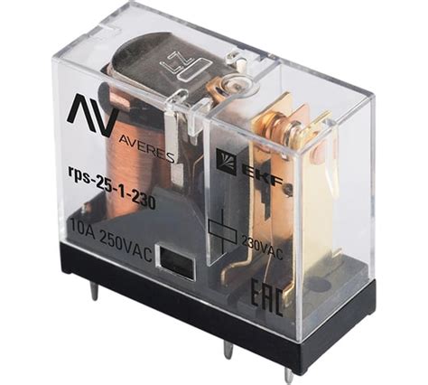 Промежуточное реле EKF slim, 25/1, 10A, 230В, AC, AVERES rps-25-1-230 ...