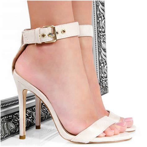 SANDAŁY NUDE Beżowe Szpilki Złota Klamra oficjalne archiwum Allegro