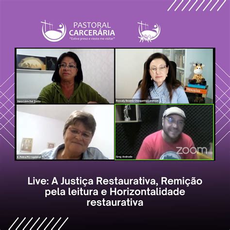 Live Justi A Restaurativa Remi O Pela Leitura E Horizontalidade