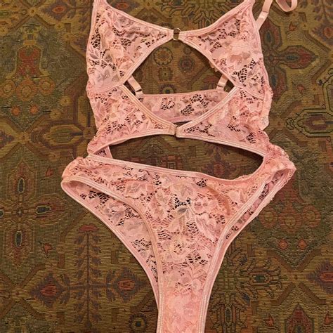Pink Lace Lingerie One Piece Never Worn Lingerie Depop