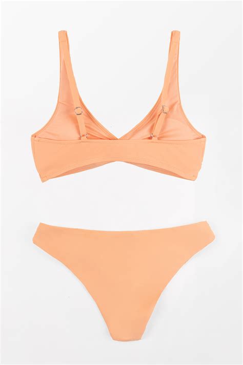 Romantic Flower Twist Front Bralette And Hipster Bikini Set