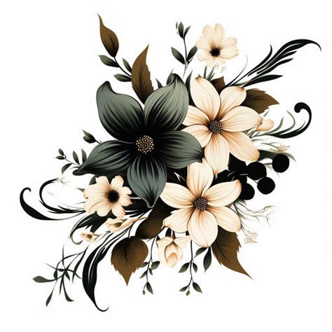 Flower Png Clipart In Chiaroscuro Art Style Graphics High Res 4k And Vector Imagella