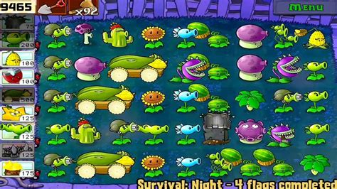 Plants Vs Zombies Survival Night Flags Completed In Minutes