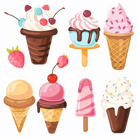 A Collection Of Ice Creams With Different Pictures Of Berries And