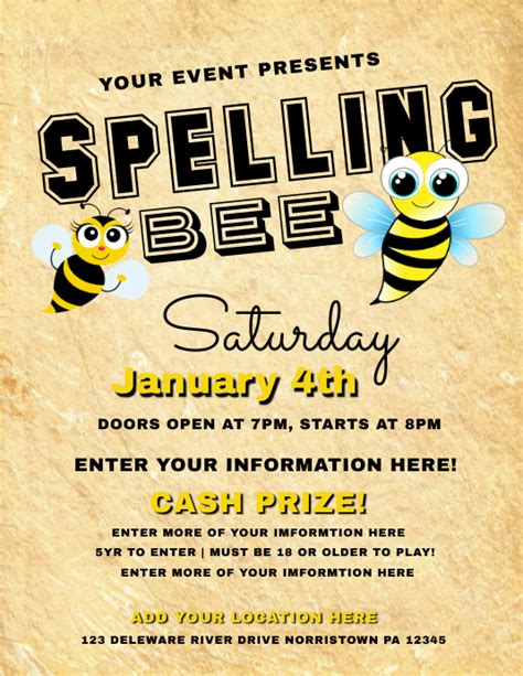 Spelling Bee Template Postermywall