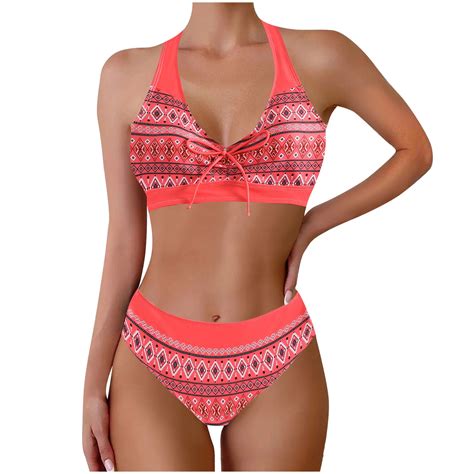 Oplxuo Bikini Sets For Women High Waisted Two Piece Bathing Suit Tummy Control Swimsuits Halter
