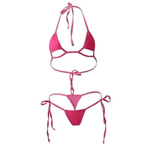 Women Sexy Lingerie Micro Bikini Set Swimwear Bra Top G String Thong