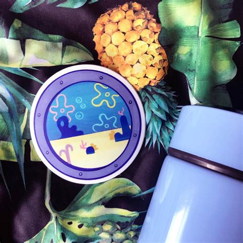 Spongebob Themed Bikini Bottom Window Sticker Window Etsy