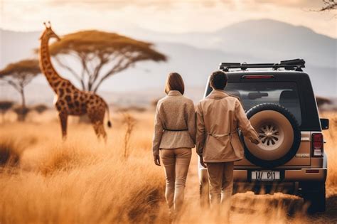 Premium Photo Young Couple On African Safari Walking