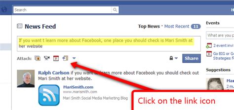 Facebook Lesson Adding A Link To Your Update