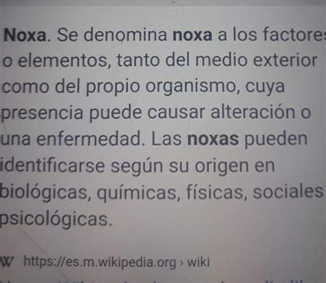 Definicion De Noxa Biol Gica Noxa F Sica Noxa Qu Mica Noxa Psico